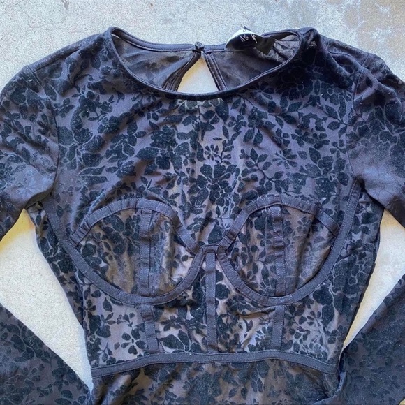 Lulu’s Cor-Set to Go Black Burnout Velvet Print Dress - Picture 5 of 5